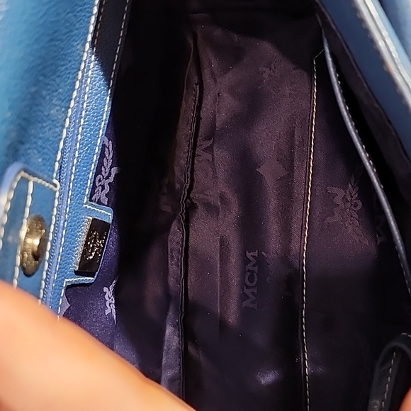 MCM Blue Leather Boston Bag - Picture 6 of 8